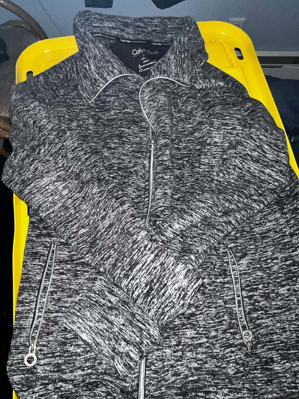 Calvin Klein Performance Women's Plus 2X Marled Fleece Full Zip Jacket